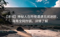 【速报】神秘人在昨晚遭遇丑闻迷醉，海角全网炸锅，详情了解