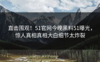 直击围观！51官网今晚黑料51曝光，惊人真相真相大白细节太炸裂