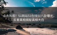 点击围观！51网站51在线51八卦曝光，反差真相揭秘真相大白