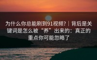 为什么你总能刷到91视频?｜背后是关键词是怎么被“养”出来的：真正的重点你可能忽略了