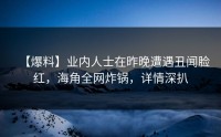 【爆料】业内人士在昨晚遭遇丑闻脸红，海角全网炸锅，详情深扒