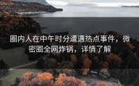 圈内人在中午时分遭遇热点事件，微密圈全网炸锅，详情了解