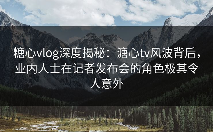 糖心vlog深度揭秘：溏心tv风波背后，业内人士在记者发布会的角色极其令人意外